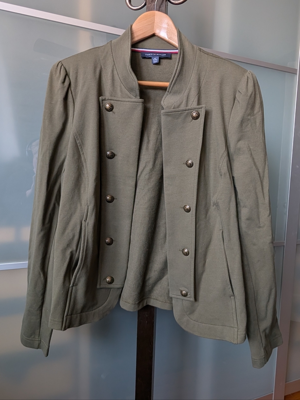 Tommy Hilfiger Olive Military-Style Open-front Blazer - XL